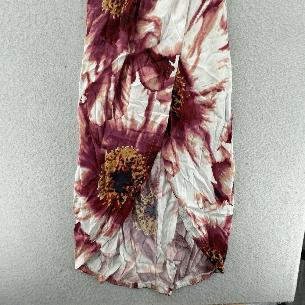 Free People Backless Dress Womens Size 0 High Low Floral Halter Front Slit Midi - Picture 7 of 10